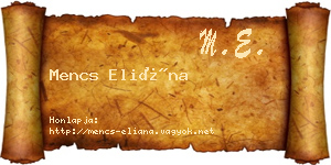 Mencs Eliána névjegykártya